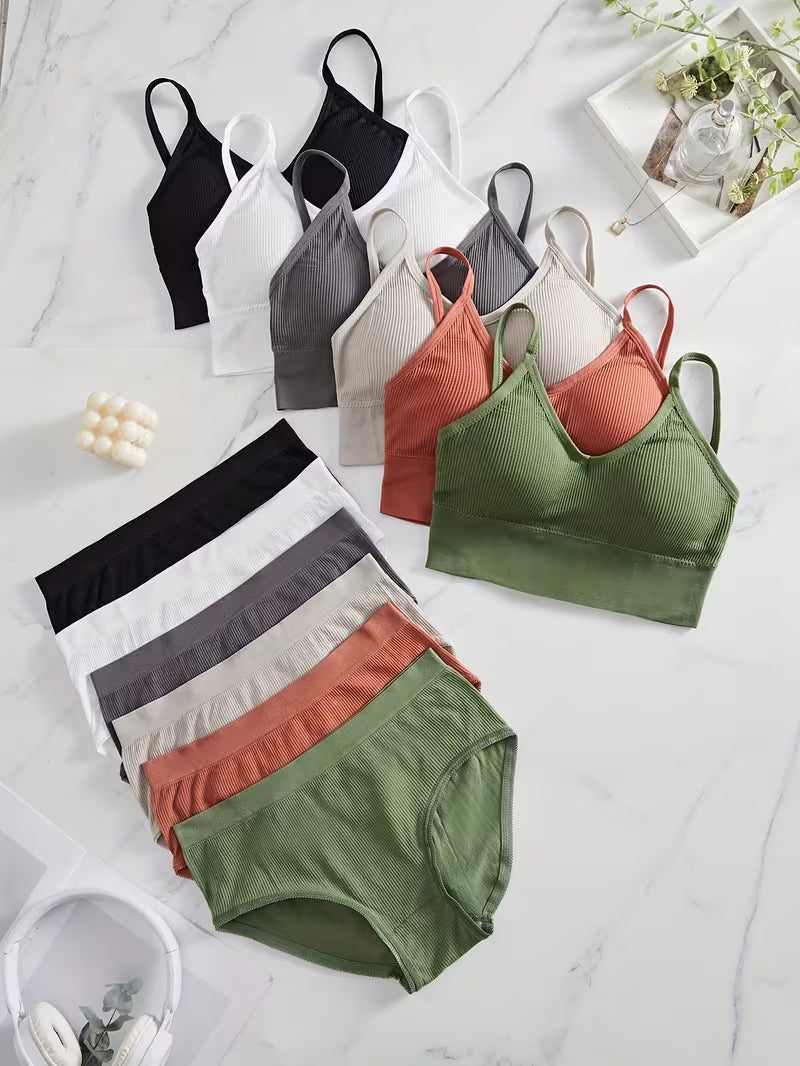 Pack of 6 Women's Bra & Panty Set – Soft Comfortable Everyday Lingerie Combo