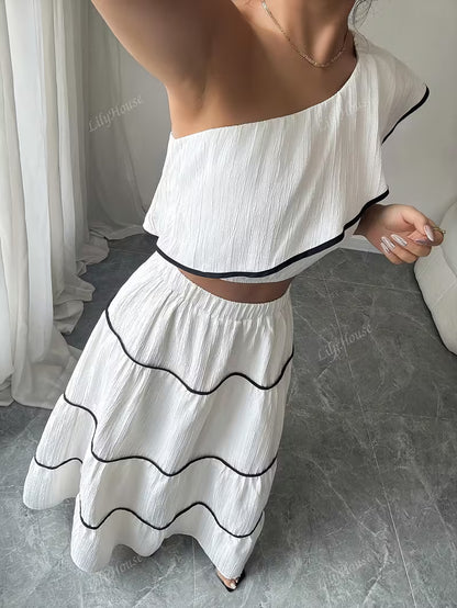 Women’s  Ruched Crop Top & Maxi Skirt Co-Ord Set