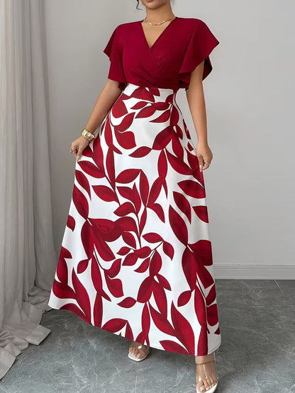 Wine Red Bohemian Ruffle Maxi Dress