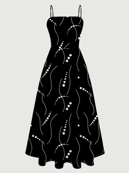 Elegant Wave Dot Printed Dress Set