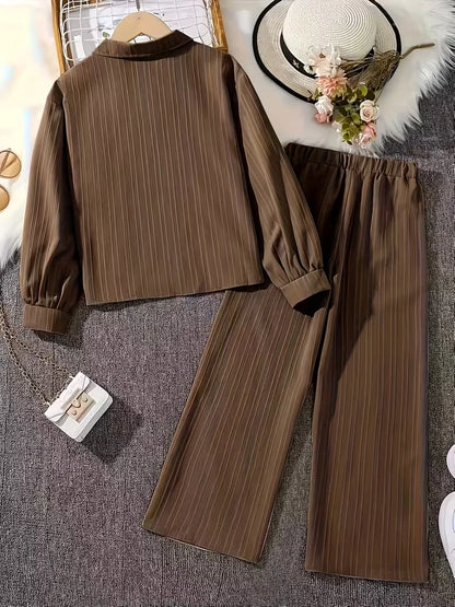 Classic Button-Down Shirt & Wide-Leg Co-Ord Set for Women