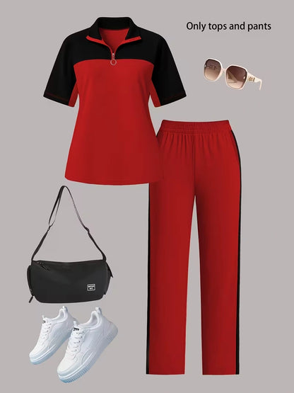 Women's Autumn  Casual Co-Ord Set |T-Shirt & Straight-Leg Pants 2-Piece Outfit