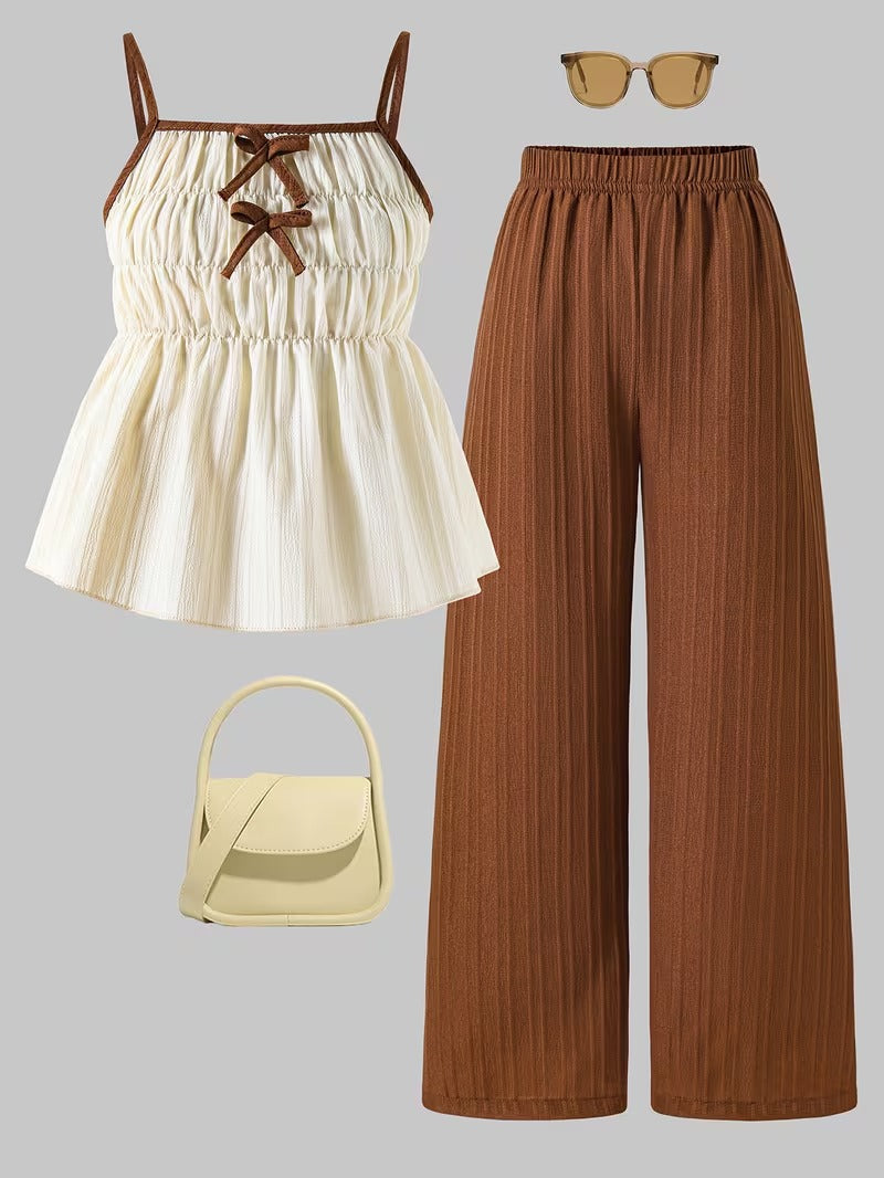 Trendy Girls Bow Tie Co-Ord Set