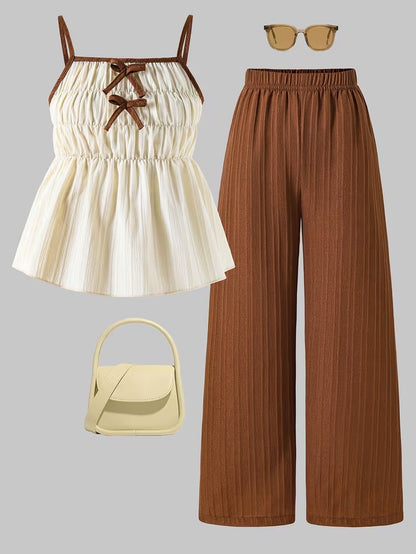 Trendy Girls Bow Tie Co-Ord Set