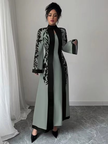 Women's Elegant Floral Print Maxi Dress | Long Sleeve A-Line Party & Evening Dress
