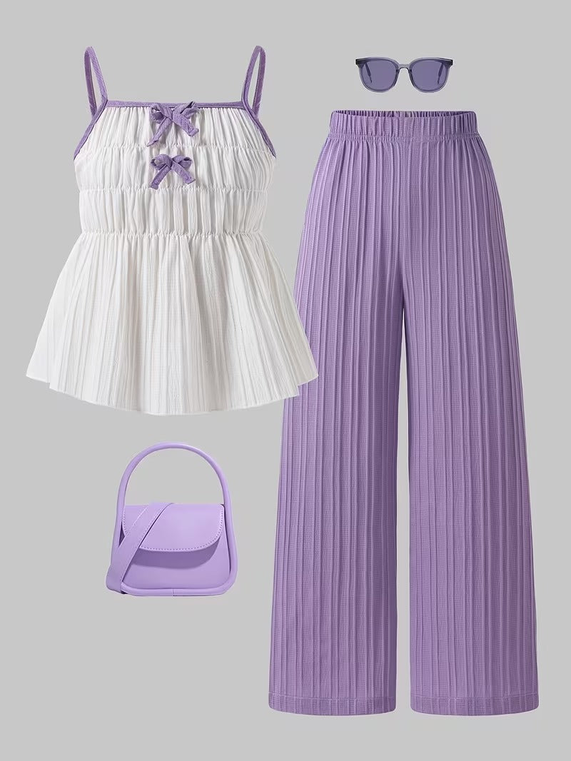 Trendy Girls Bow Tie Co-Ord Set