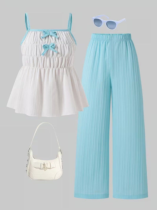 Trendy Girls Bow Tie Co-Ord Set