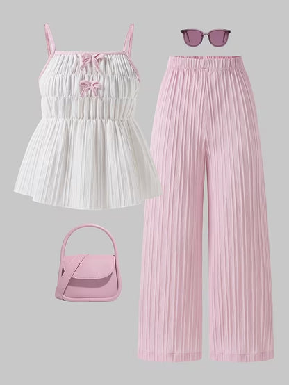 Trendy Girls Bow Tie Co-Ord Set