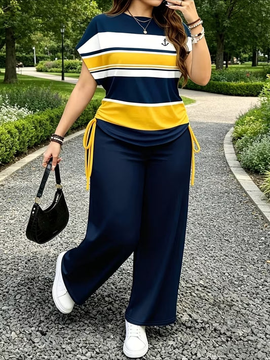 Stylish Stripe Top & Pants Set