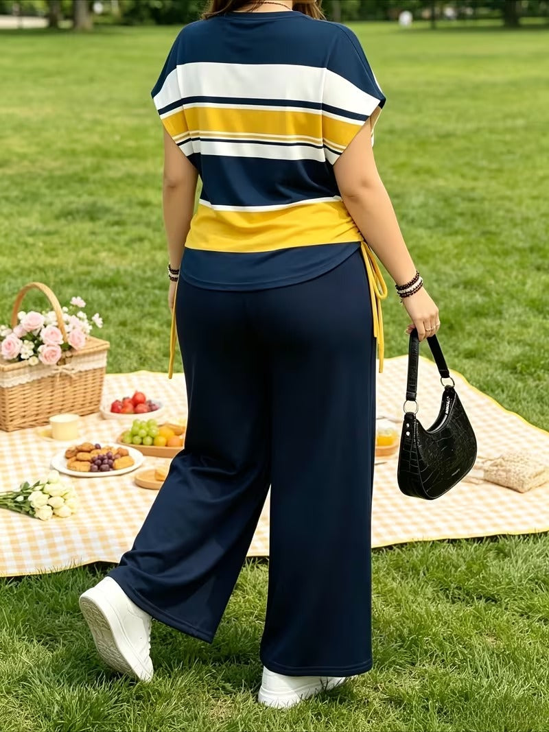 Stylish Stripe Top & Pants Set