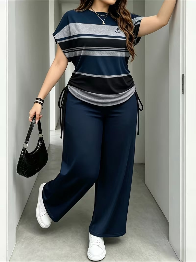 Stylish Stripe Top & Pants Set