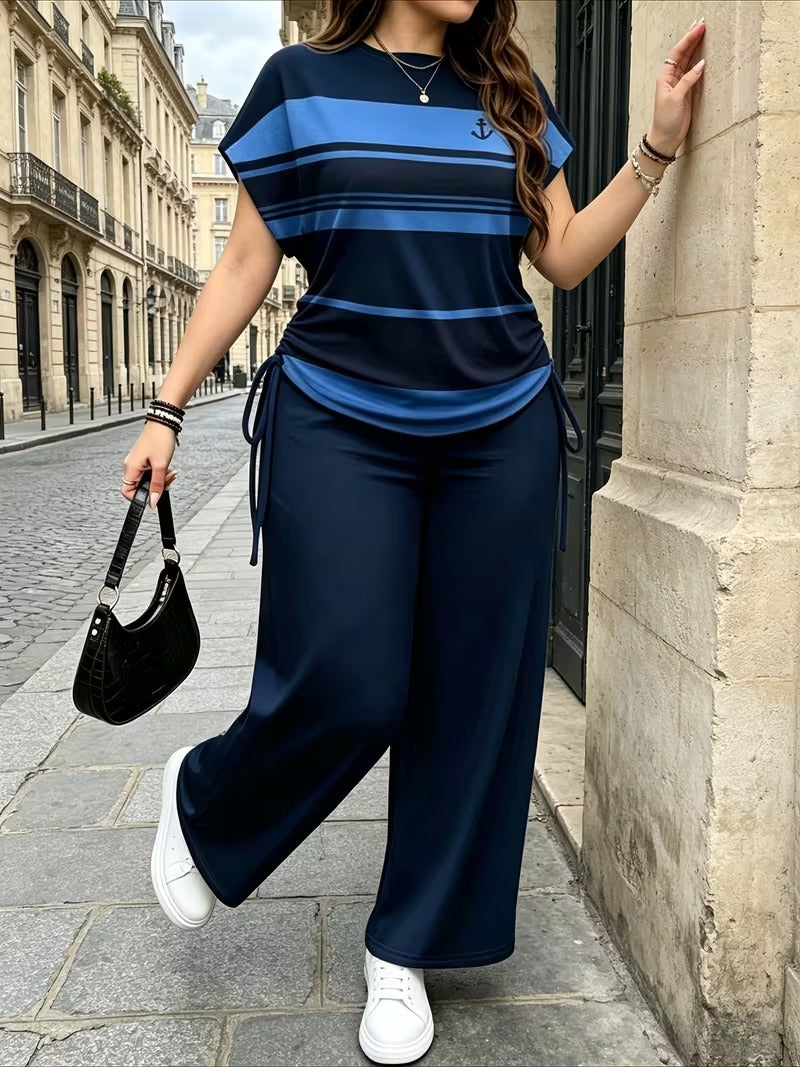 Stylish Stripe Top & Pants Set