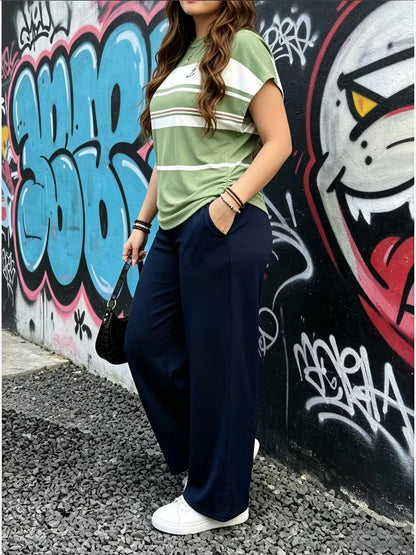 Stylish Stripe Top & Pants Set