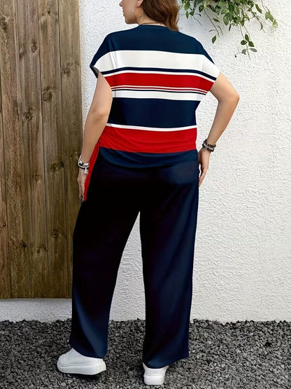 Stylish Stripe Top & Pants Set