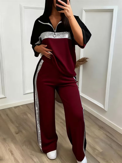 Women's Sporty Half-Zip Co-Ord Set