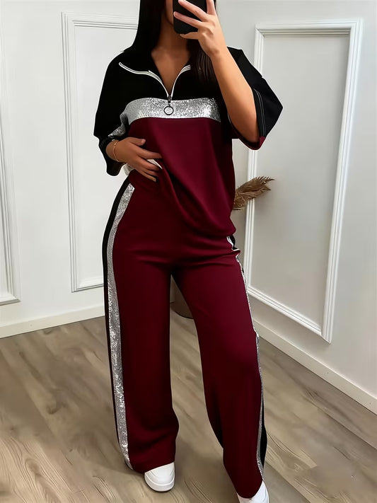Women's Sporty Half-Zip Co-Ord Set
