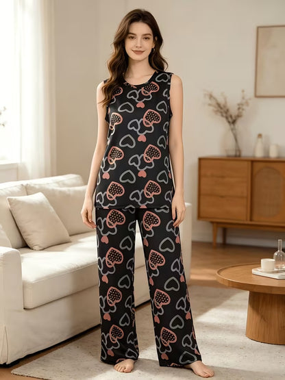 Women's Chic Striped Lounge Co-Ord Set with Slit Vest & Pants